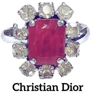 Christian Dior ディオール ルビーモチーフの シルバーリング