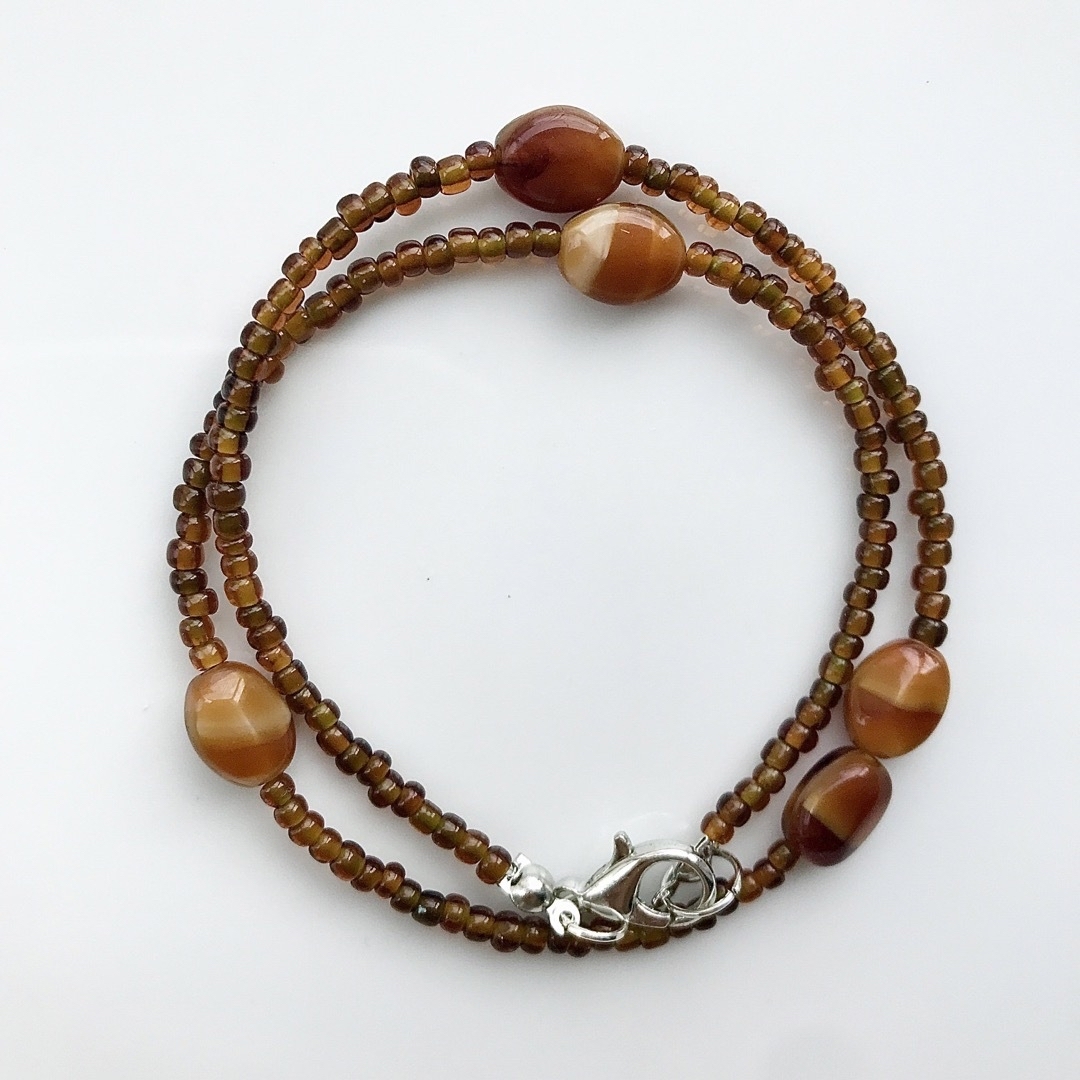 beads necklace＊autumn brown ハンドメイドのアクセサリー(ネックレス)の商品写真