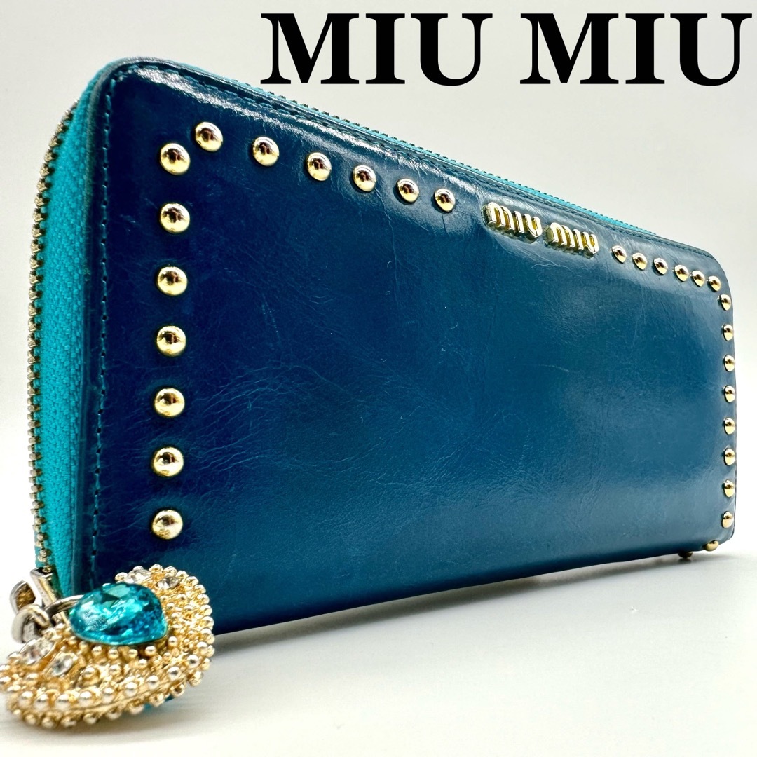 極美品】限定 miu miu ミュウミュウ マトラッセ 二つ折り財布 デニム-