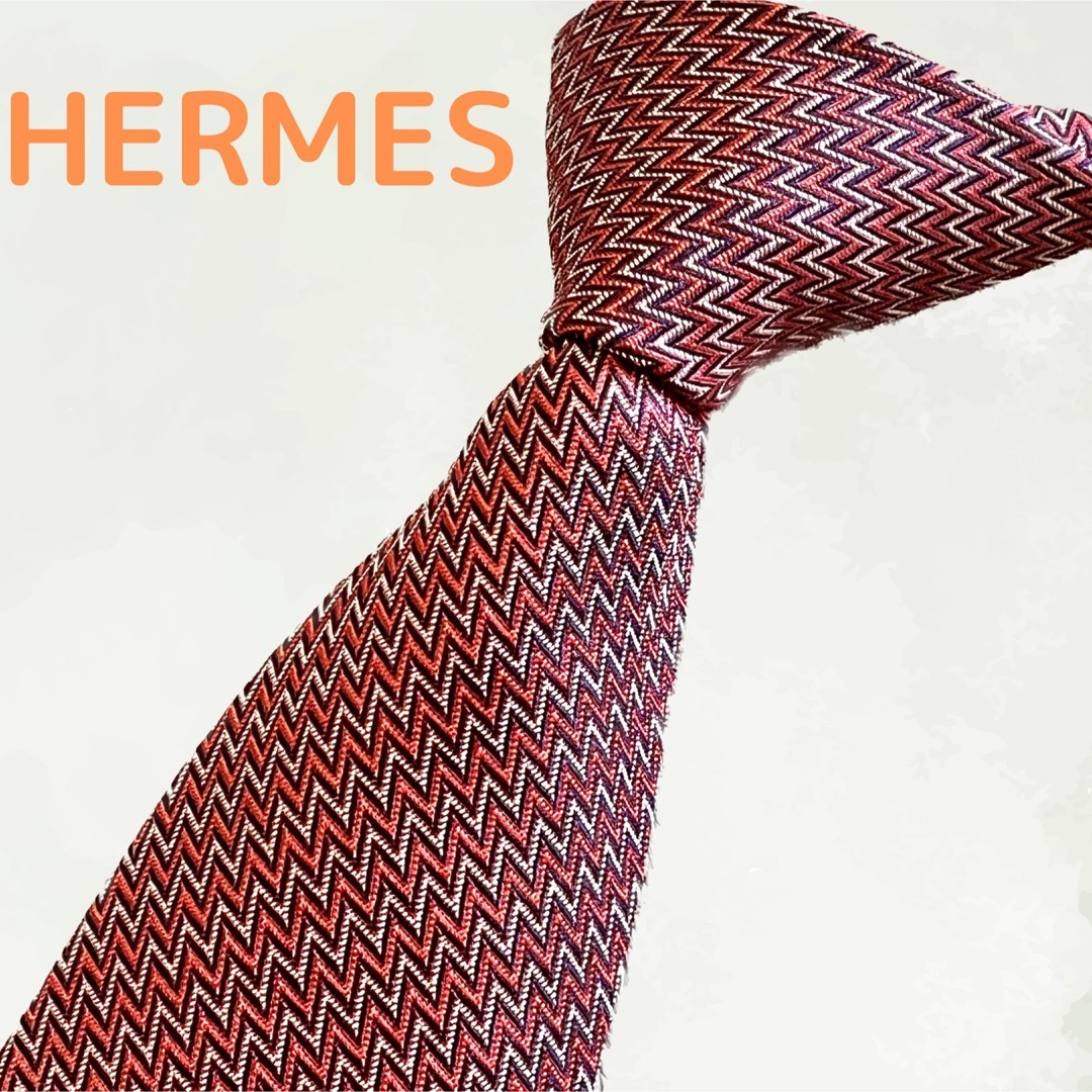 美品 エルメス HERMES ニットタイ シルク100％ ネクタイ メンズ