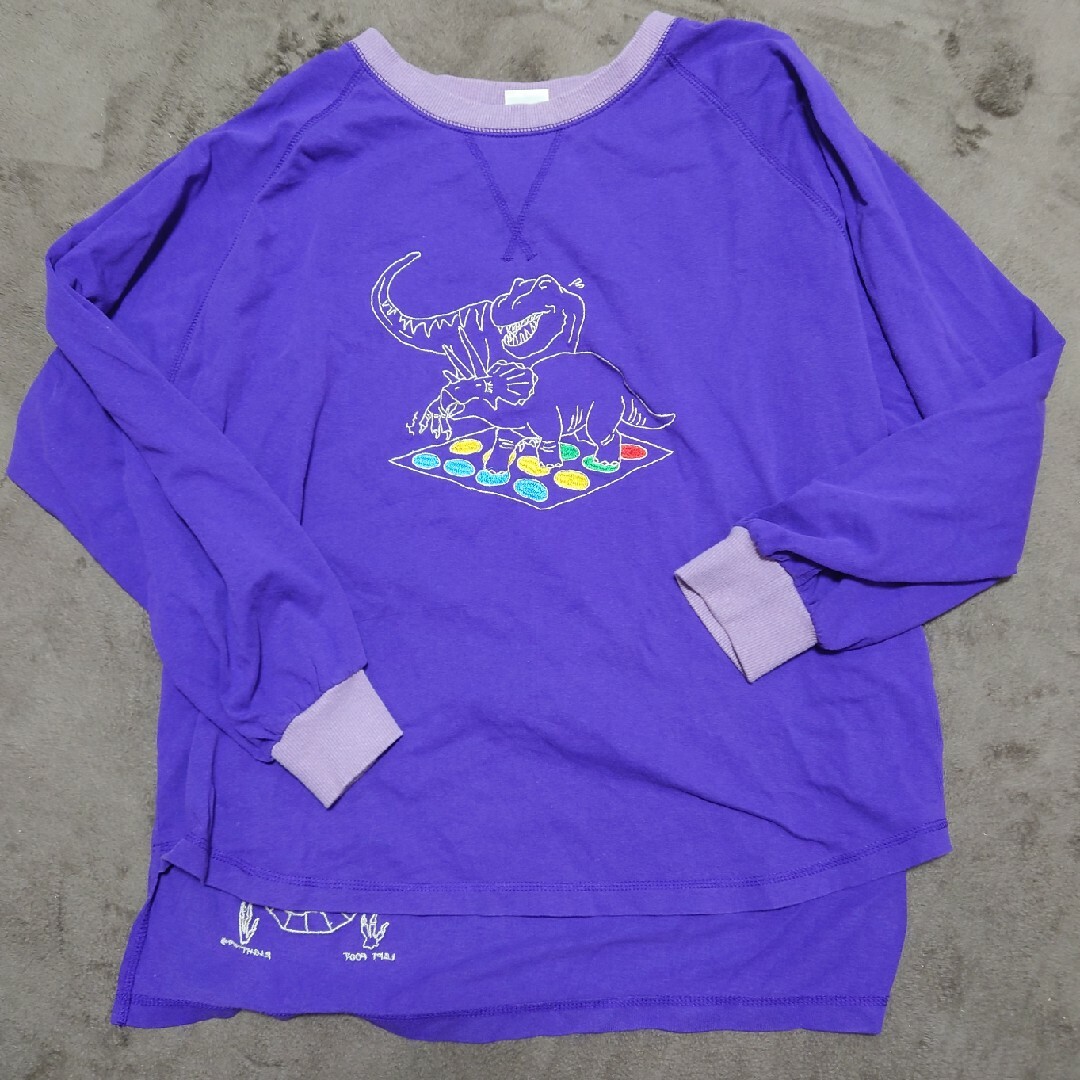 DOUBLE NAME 恐竜 ロンTEE パープル トレーナー
