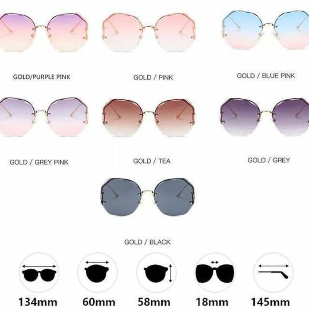 045個性的メガネフレーム眼鏡めがねサングラス紫グレーピンク金ゴールドUVカット レディースのファッション小物(サングラス/メガネ)の商品写真