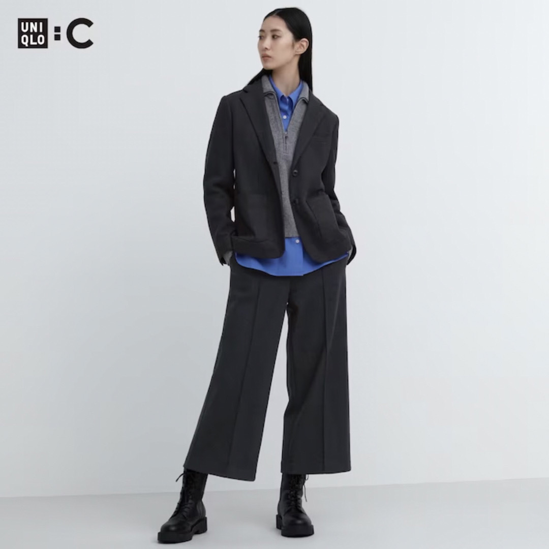 ブラッシュドジャージークロップドパンツ　灰 M　UNIQLO：C　ユニクロ シー