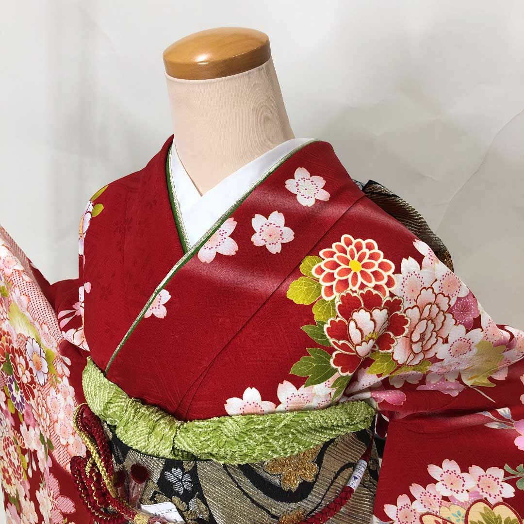 振袖フルセット☆振袖☆成人式☆着物☆裄66.5cm☆赤☆古典☆中古 振袖フルセット☆振袖☆成人式☆着物☆裄66.5cm☆赤☆古典☆中古