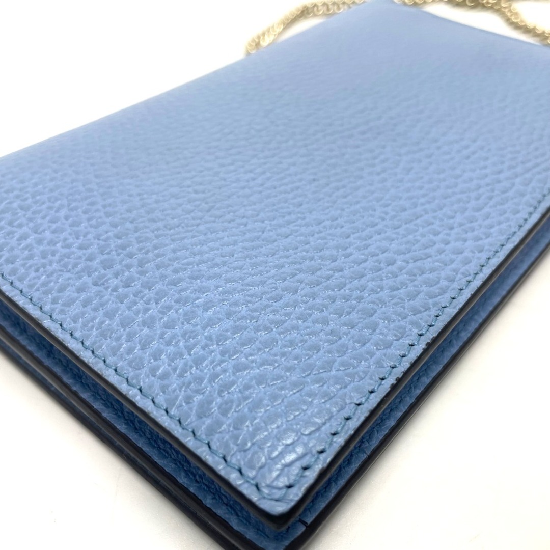 Gucci(グッチ)のグッチ GUCCI チェーン ウォレット 466506 ロゴ 長財布 レザー ブルー レディースのファッション小物(財布)の商品写真