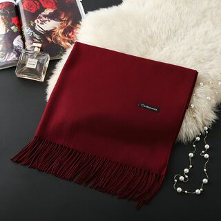 シルク　カシミヤストール　RED　大判　70×200㎝　未使用　新品　マフラー