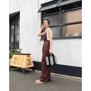 マウジー(moussy)のmoussy LINEN BLEND OVERALLS【白キャミ付き】(サロペット/オーバーオール)