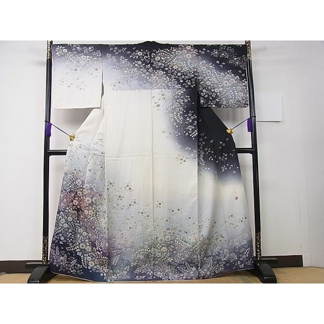 平和屋1□極上 吉乃一廉 幻の辻が花 訪問着 辻が花 絞り 暈し染め 銀