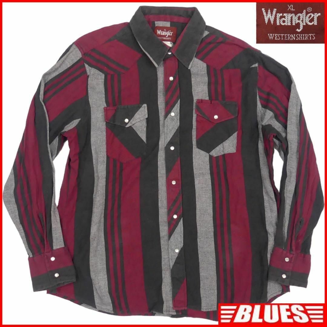 Wrangler表記SIZEウエスタンシャツ メンズ Wrangler ラングラー メンズ 赤 黒X6927