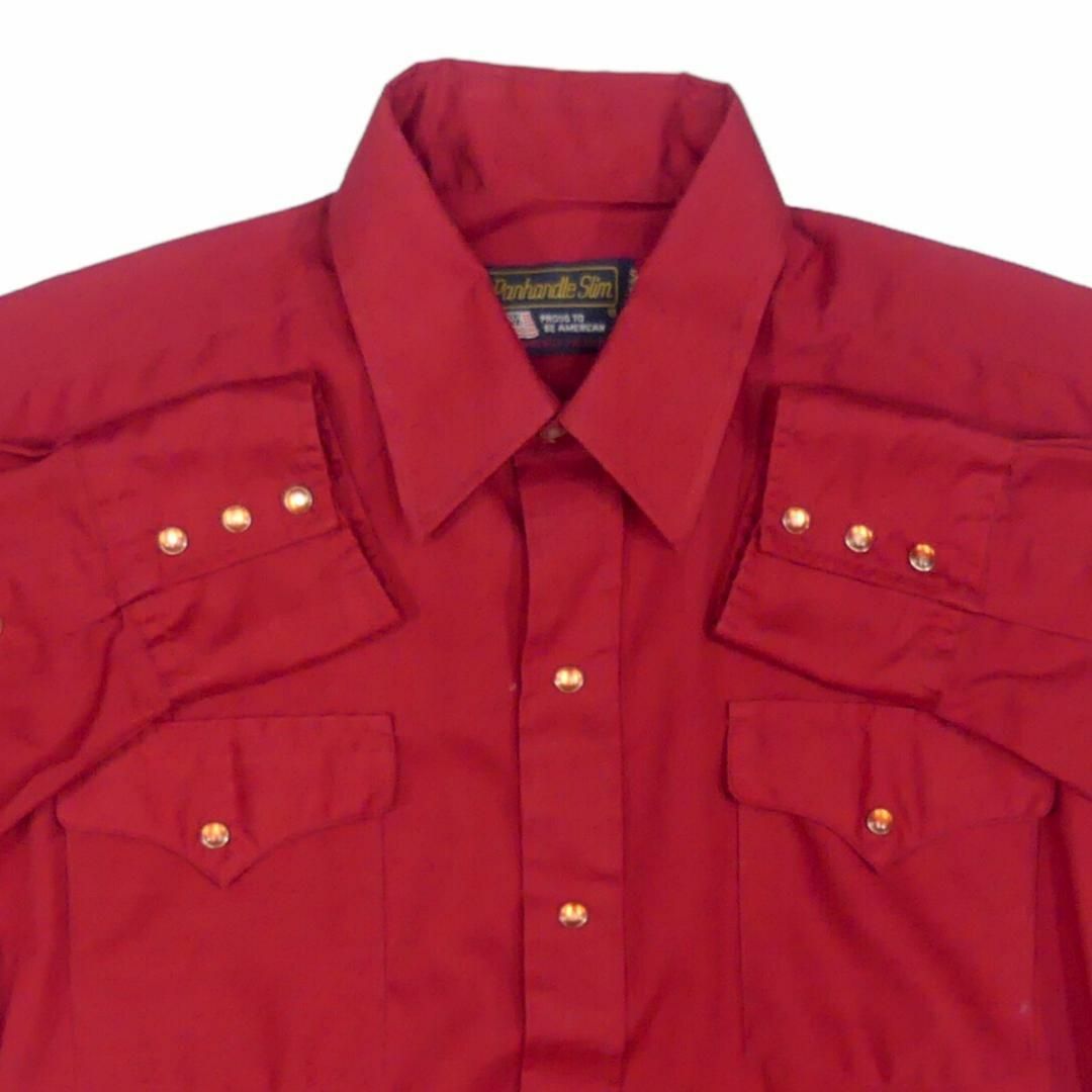 アメリカ製 ウエスタンシャツ M パンハンドルスリム 赤 長袖 X6932 2
