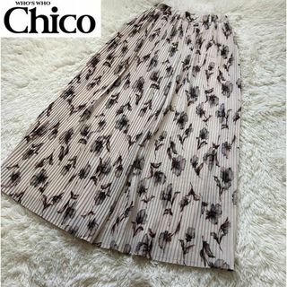 フーズフーチコ(who's who Chico)の【美品】chico ガウチョパンツ プリーツ 花柄(その他)