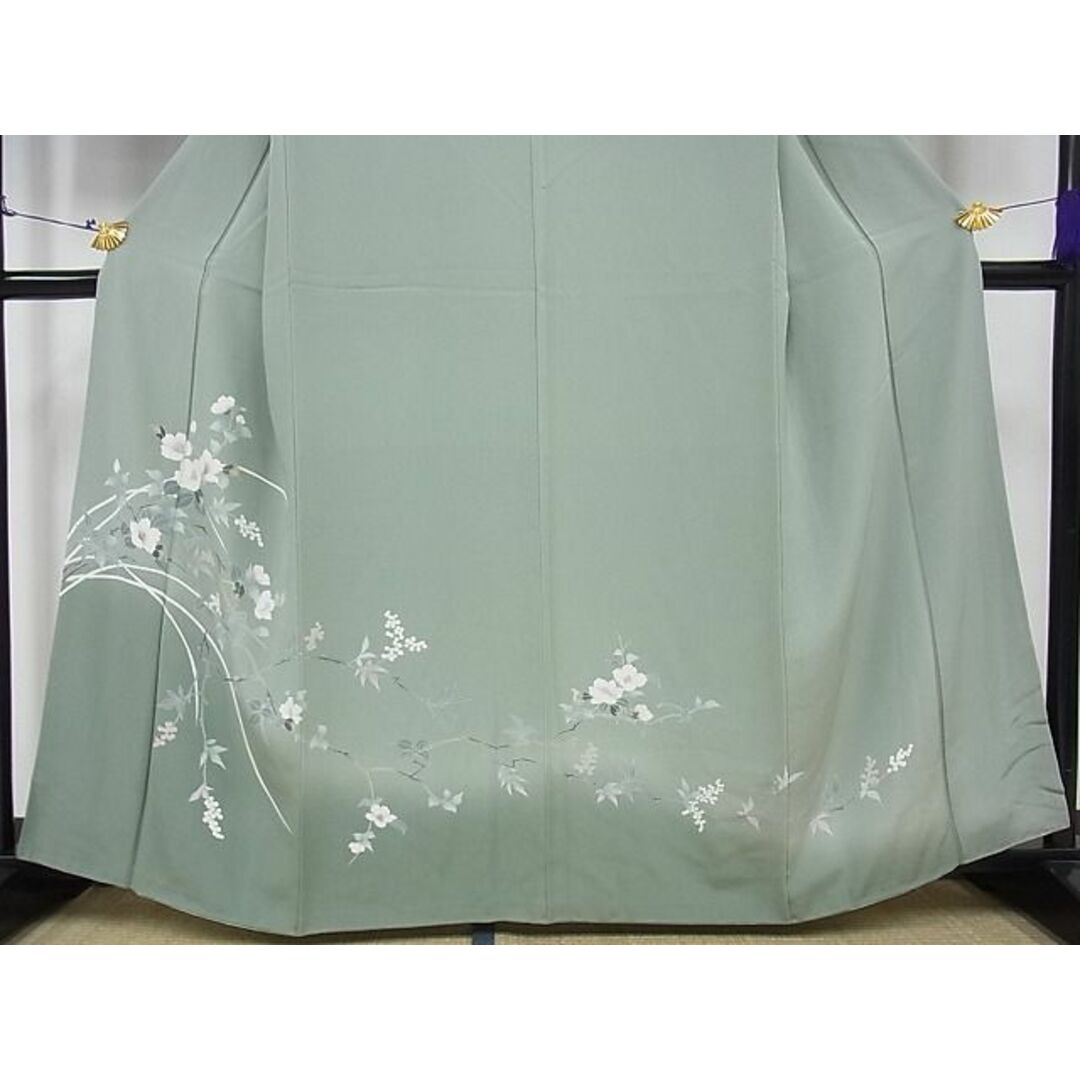 平和屋-こころ店■訪問着 友禅 作家物 枝花文 着丈161cm 裄丈65cm 正絹 逸品 B-oa5753