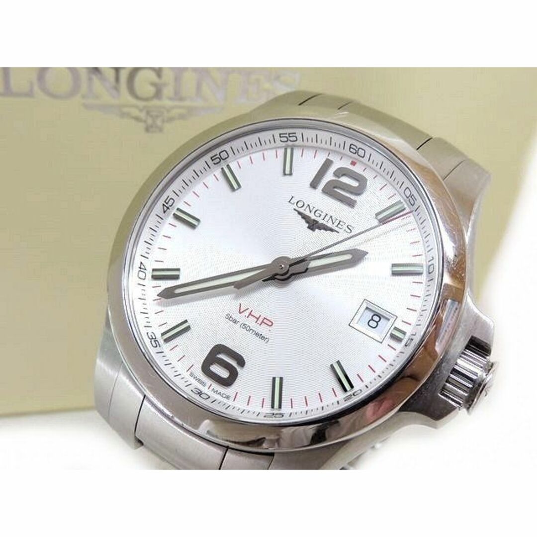 LONGINES ロンジン メンズ 時計 ■ L3.716.4.76.6 コンクエスト V.H.P ホワイトダイヤル SS クオーツ ウォッチ □5H