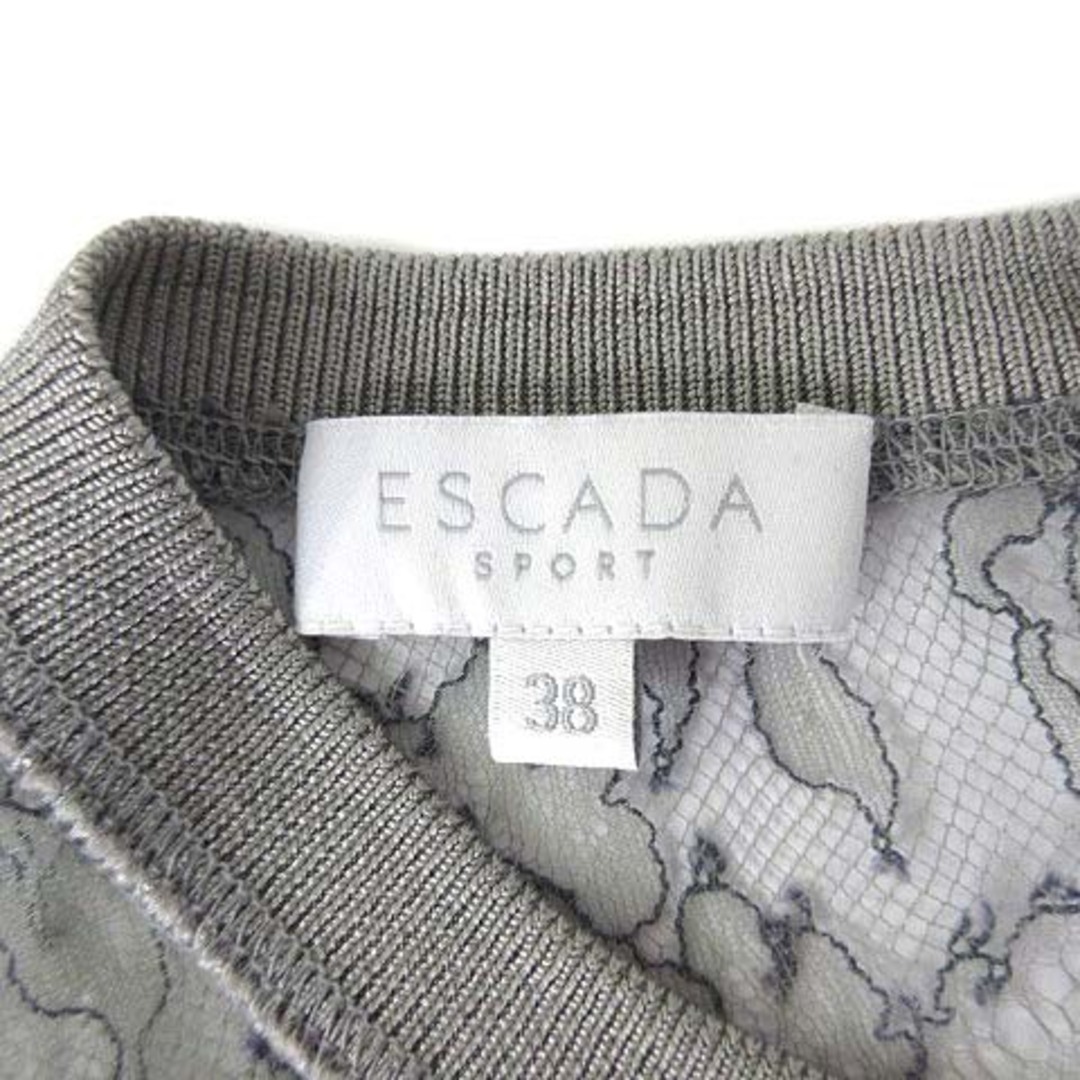 ESCADA(エスカーダ)のエスカーダ シアーレース ポンチ 切替 ワンピース 半袖 ミニ グレー 38 レディースのワンピース(ミニワンピース)の商品写真