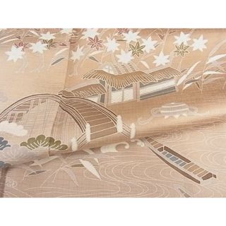 平和屋-こころ店□訪問着 風景花文 暈し染め 着丈164cm 裄丈63cm 正絹
