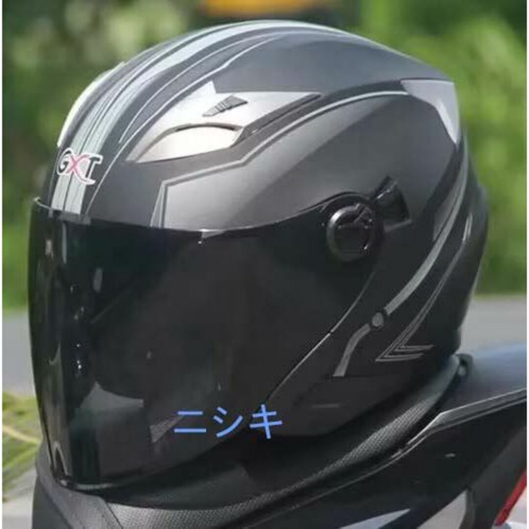 美品！！バイク ジェットヘルメット ダブルレンズ グレー XXL