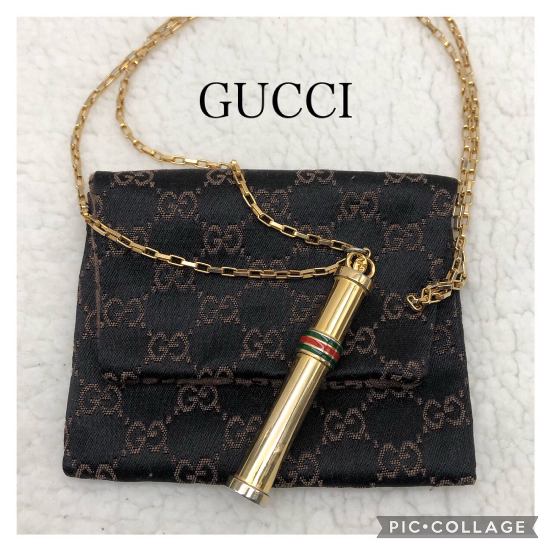 GUCCIオールドグッチ　シェリーライン香水ボトルネックレス袋付き　アトマイザー | フリマアプリ ラクマ