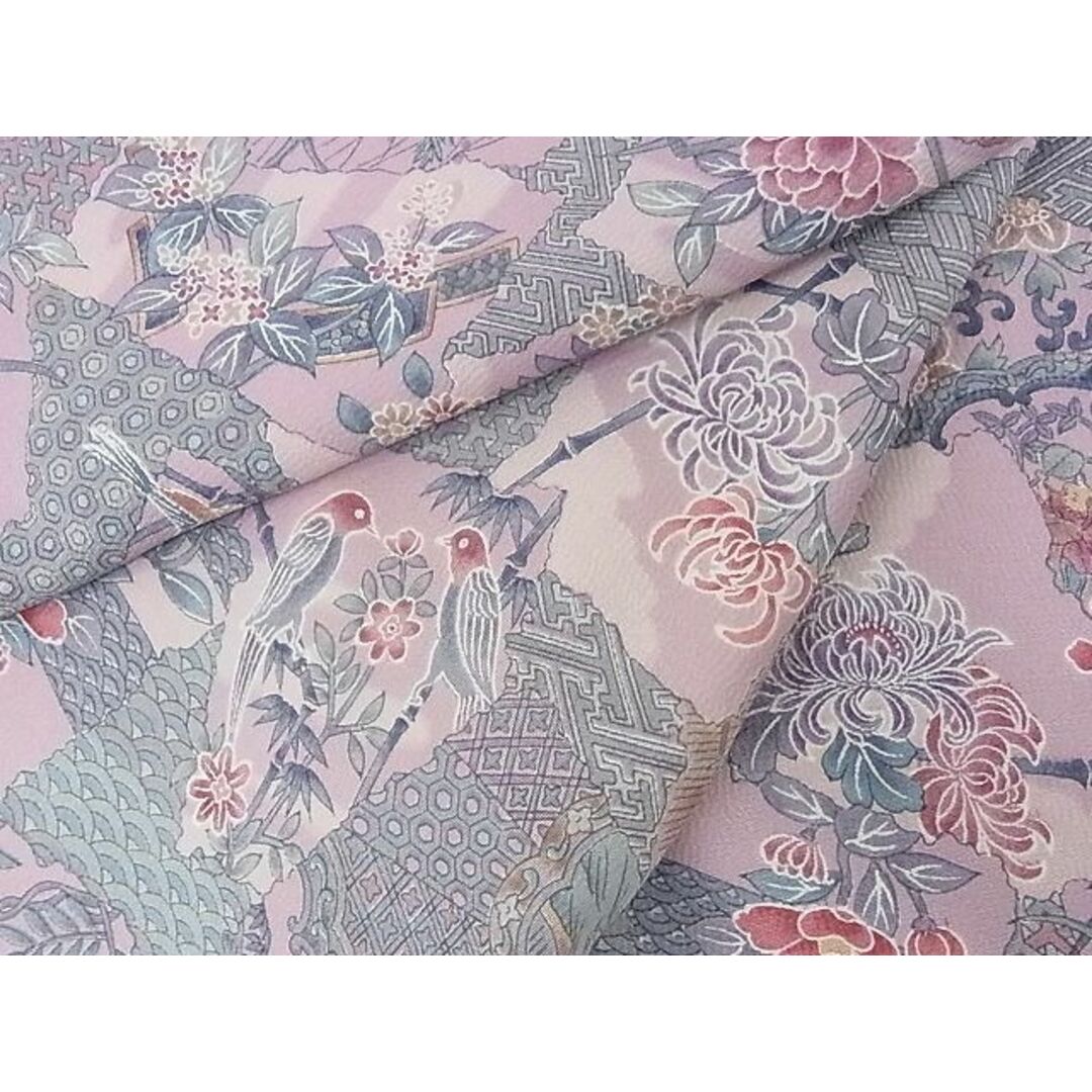 平和屋-こころ店■上質な小紋 切嵌花鳥文 着丈168cm 裄丈68cm 正絹 逸品 A-bw4593 | フリマアプリ ラクマ