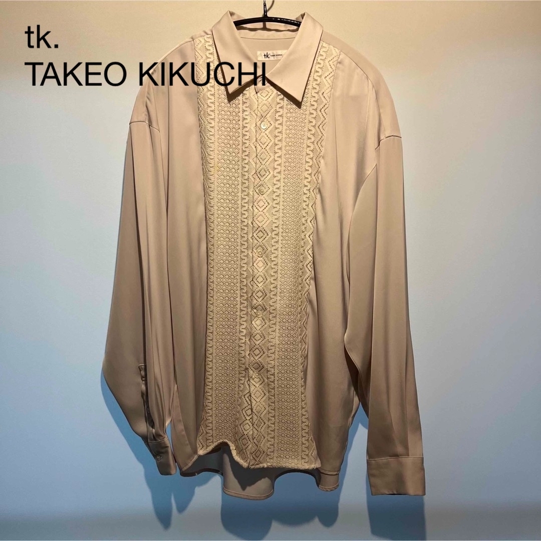 tk. TAKEO KIKUCHI レース切替 ドレスシャツ ホフホワイト