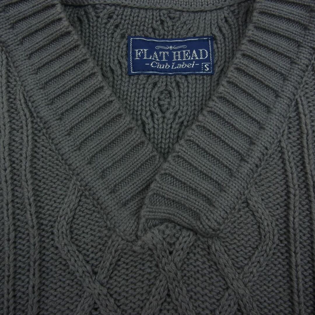 THE FLAT HEAD(フラットヘッド)のTHE FLAT HEAD ザフラットヘッド CL-KT002 Club Labe クラブレーベル COTTON KNIT V NECK コットン Vネック ニット グレー系 S【中古】 メンズのトップス(ニット/セーター)の商品写真