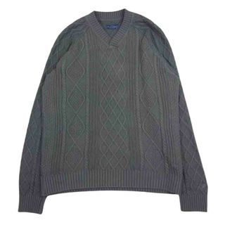 フラットヘッド(THE FLAT HEAD)のTHE FLAT HEAD ザフラットヘッド CL-KT002 Club Labe クラブレーベル COTTON KNIT V NECK コットン Vネック ニット グレー系 S【中古】(ニット/セーター)