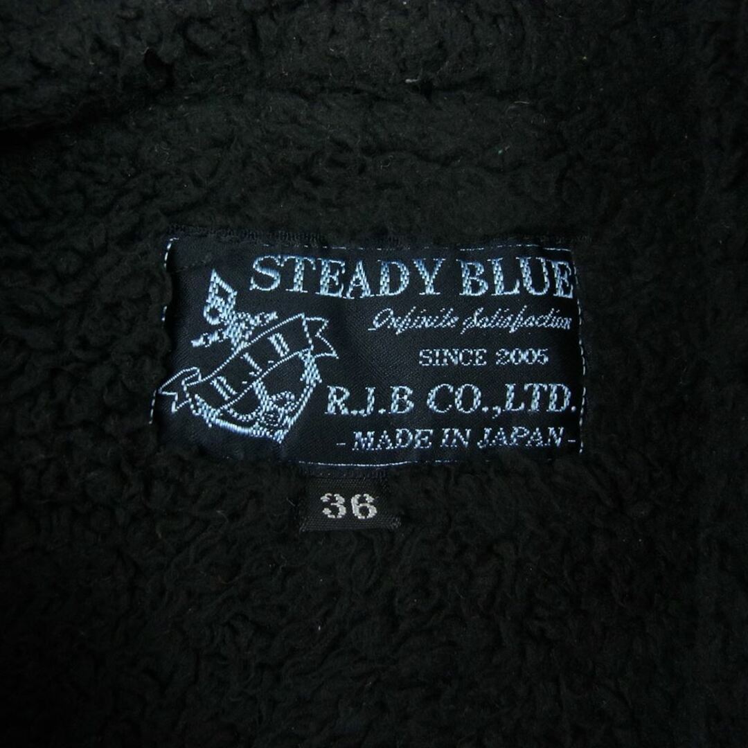 R.J.B アールジェイビー STEADY BLUE ラムレザー 切替 キルティング ボア ベスト ブラック系 36 3