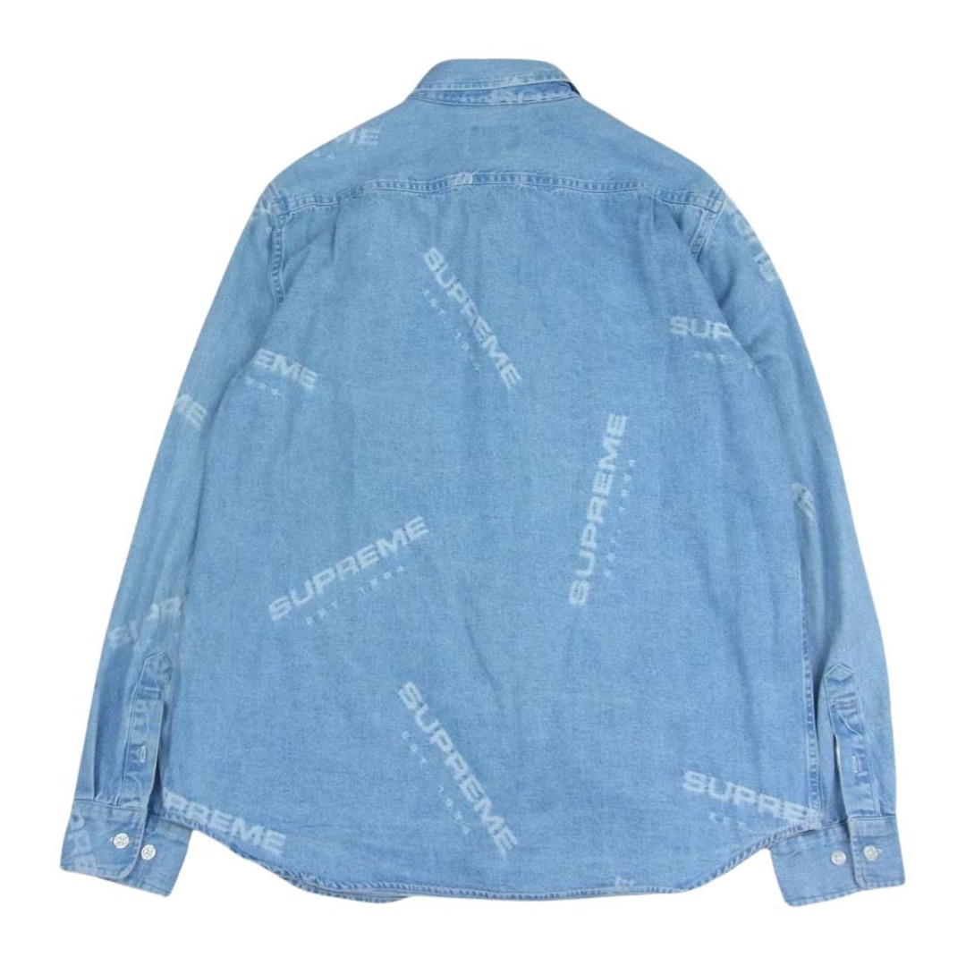 Supreme シュプリーム 17AW Jacquard Denim Shirt ジャガードロゴ デニムシャツ インディゴブルー系 M【中古】