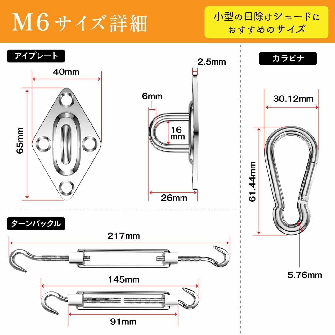 GiGant 日よけ金具 シェードセイル 取付け金具 40Pセット 【錆びにくく 1