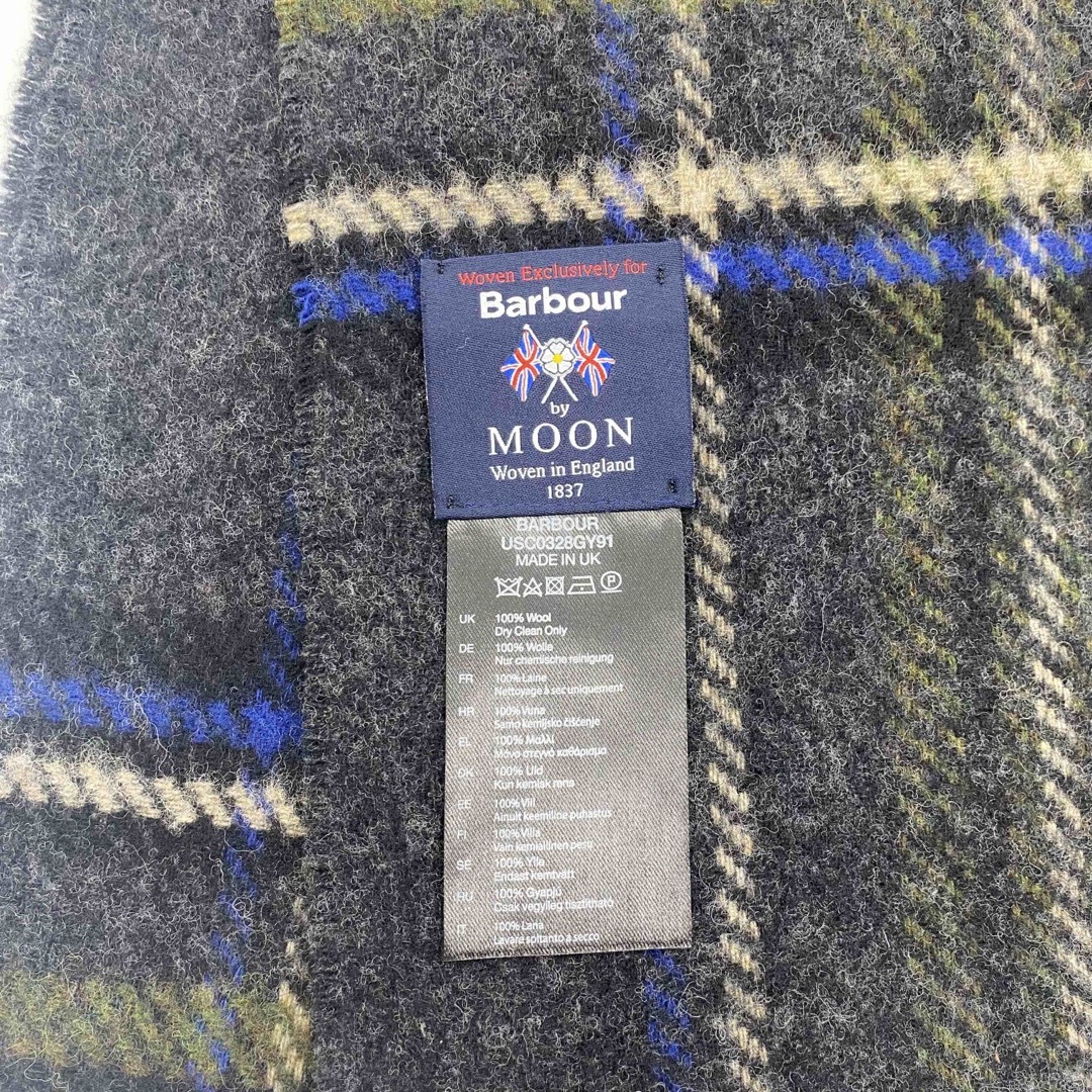 Barbour(バーブァー)のBarbour by MOON バブアー　チェックマフラー　170cm　グレー メンズのファッション小物(マフラー)の商品写真