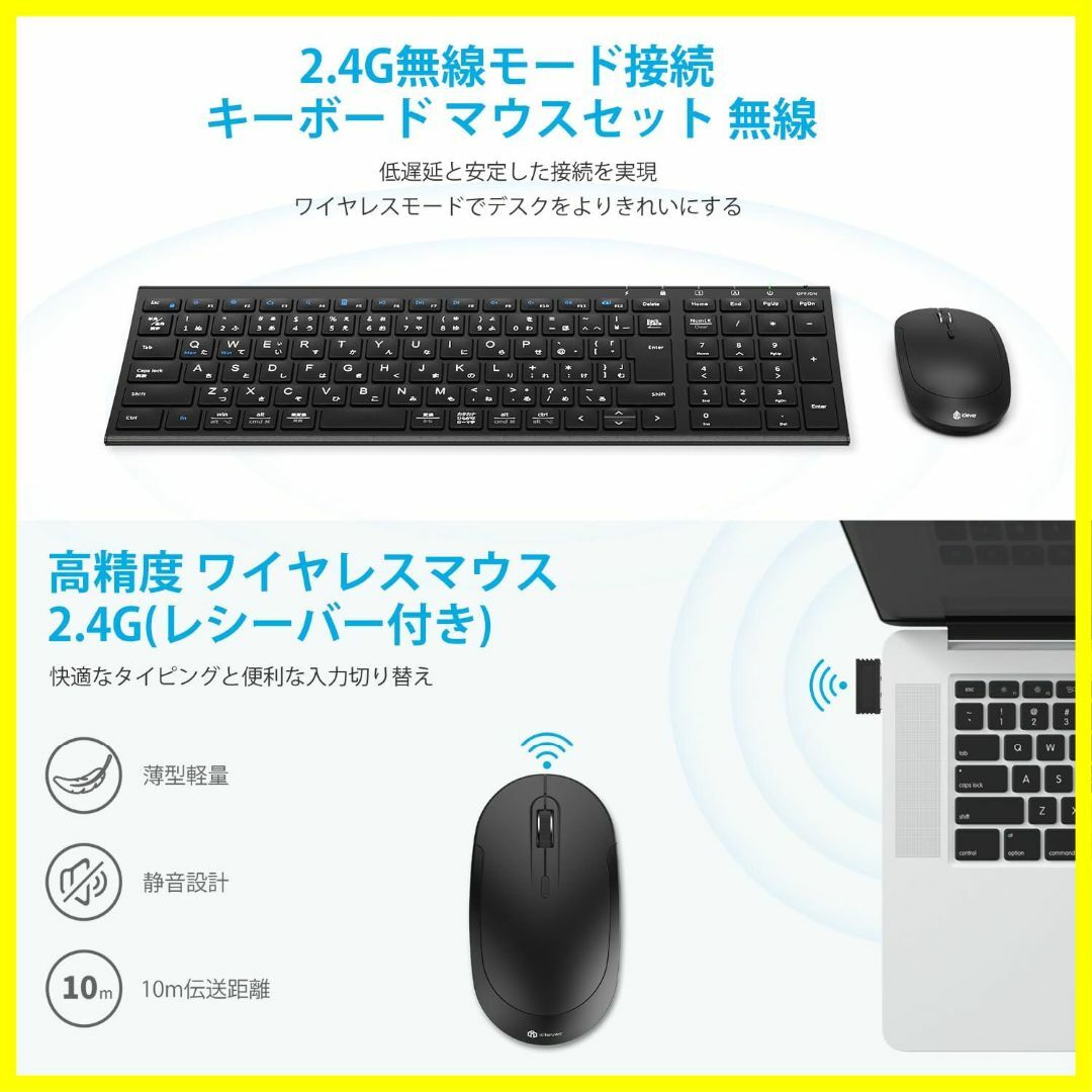 【在庫セール】iClever キーボード ワイヤレスキーボードマウスセット 日本