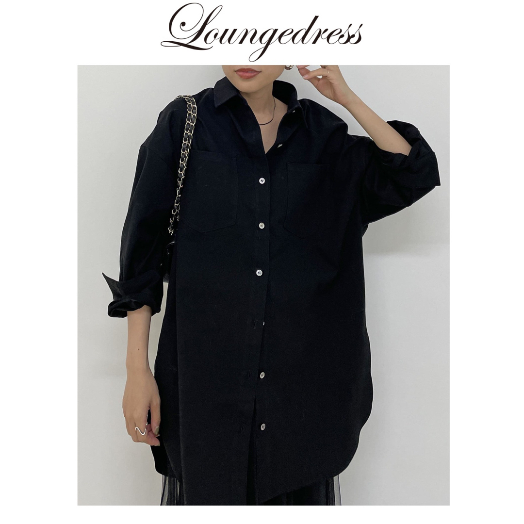 新品　Loungedress ブラック　黒　ラウンジドレス　オーバーシャツ | フリマアプリ ラクマ