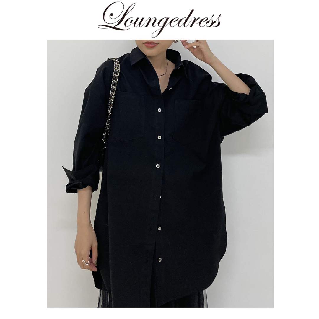 Loungedress(ラウンジドレス)の新品　Loungedress ブラック　黒　ラウンジドレス　オーバーシャツ レディースのトップス(シャツ/ブラウス(長袖/七分))の商品写真