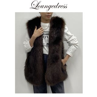 ラウンジドレス(Loungedress)の新品　Loungedress ファーベスト　ラウンジドレス　エコファーベスト(ベスト/ジレ)