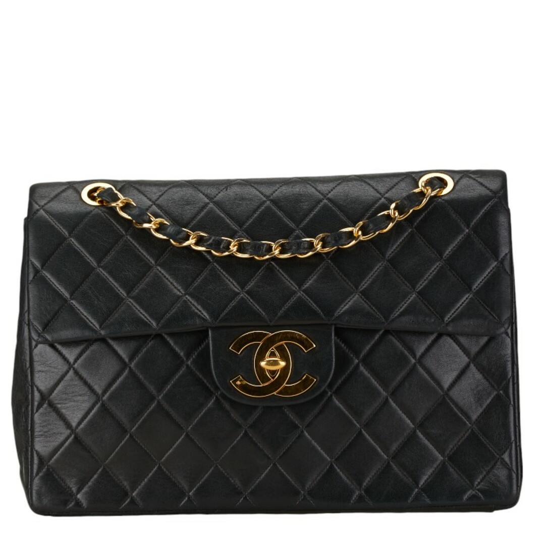 シャネル デカマトラッセ ココマーク シングルフラップ チェーン ショルダーバッグ ラムスキン レディース CHANEL 【1-0111853】