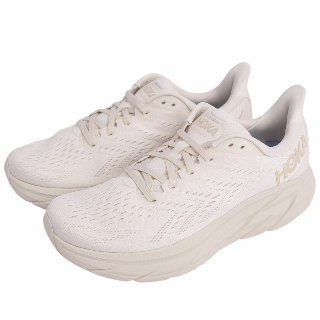 未使用 ホカ オネオネ HOKA ONEONE スニーカー ランニングシューズ レースアップ Clifton 8 クリフトン シューズ メンズ  27cm ホワイト