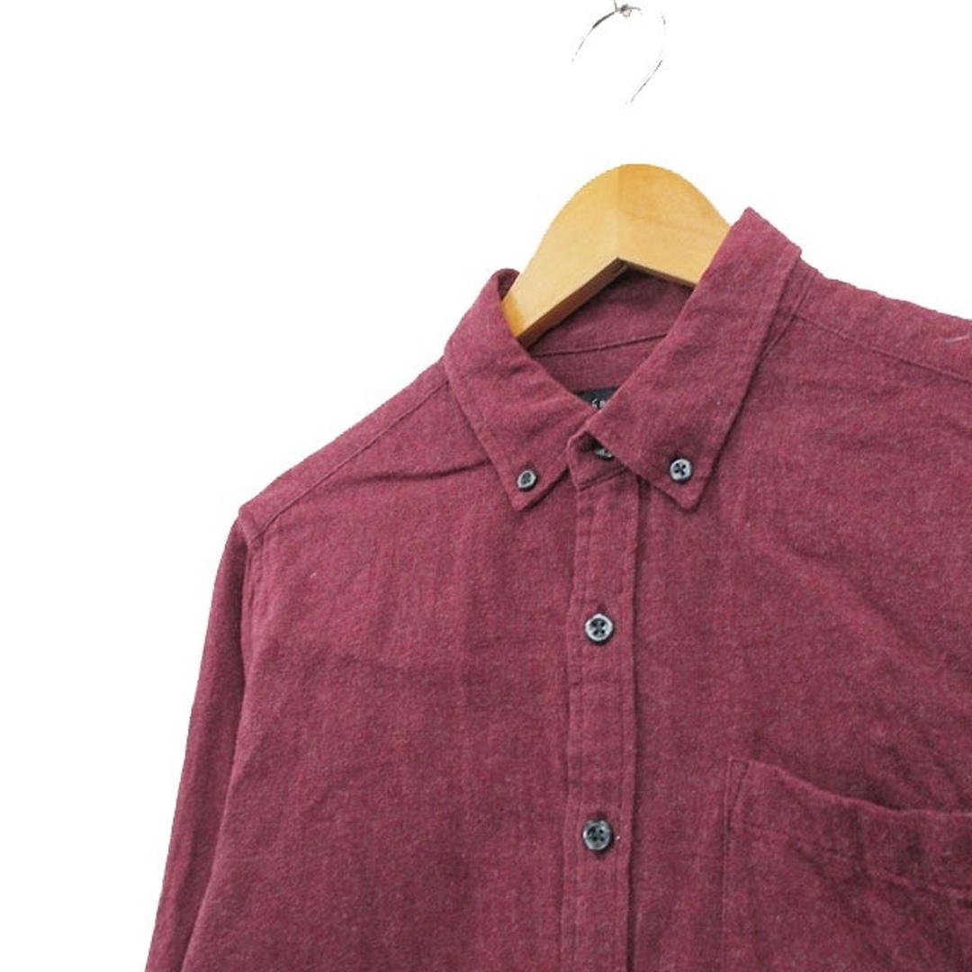 RAGEBLUE(レイジブルー)のレイジブルー ボタンダウン シャツ 長袖 コットン シンプル M ワインレッド メンズのトップス(シャツ)の商品写真