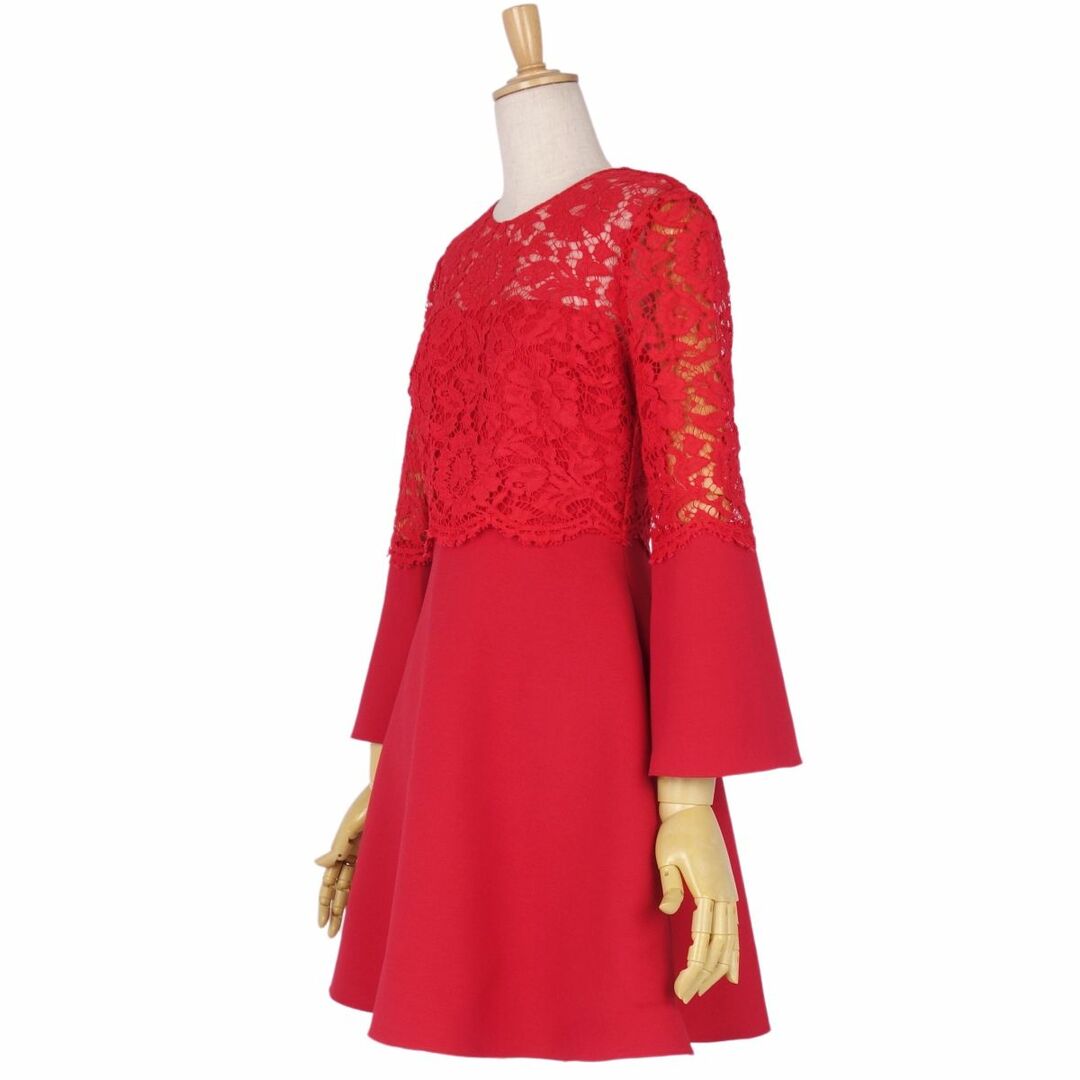 極美品 ヴァレンティノ VALENTINO ワンピース ドレス ロングスリーブ レース ウール シルク トップス レディース 36(S相当) レッド 極美品 ヴァレンティノ VALENTINO ワンピース ドレス ロングスリーブ レース ウール シルク トップス レディース 36(S相当) レッド