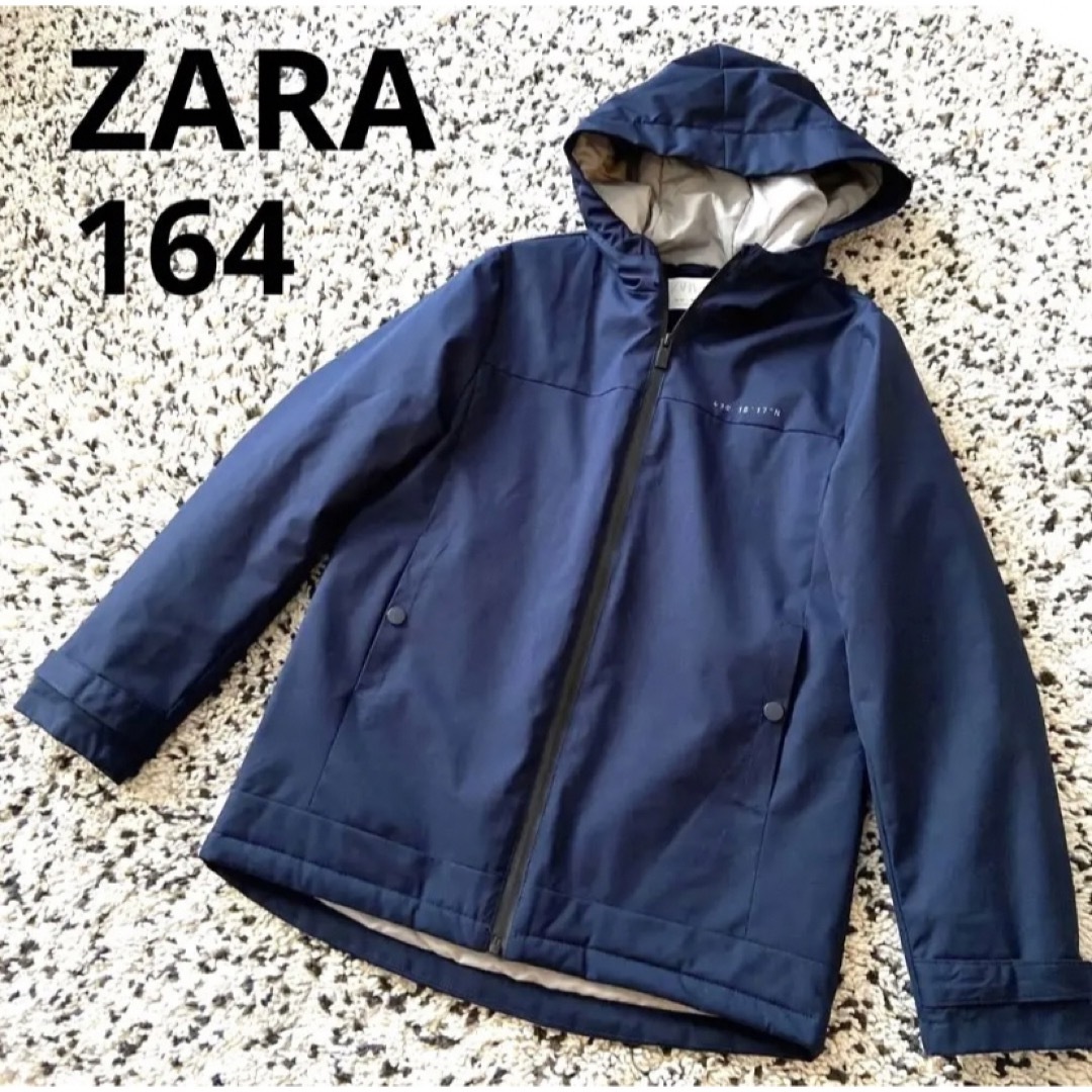 ZARA KIDS(ザラキッズ)のZARA ザラ  中綿アウター　コート　ネイビー　フード　164 キッズ/ベビー/マタニティのキッズ服男の子用(90cm~)(ジャケット/上着)の商品写真