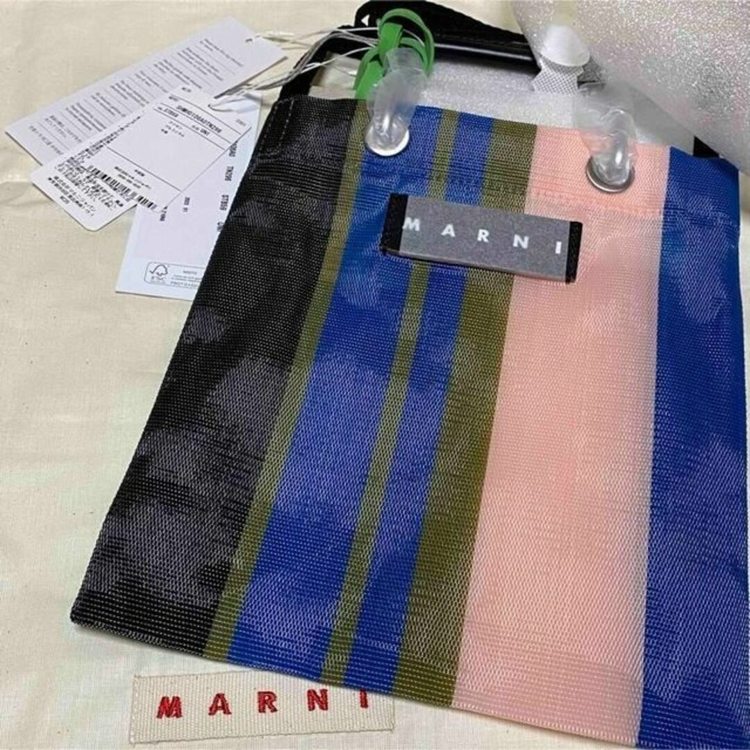 MARNI MARKET ストライプミニショルダーバッグ ブルエッテ