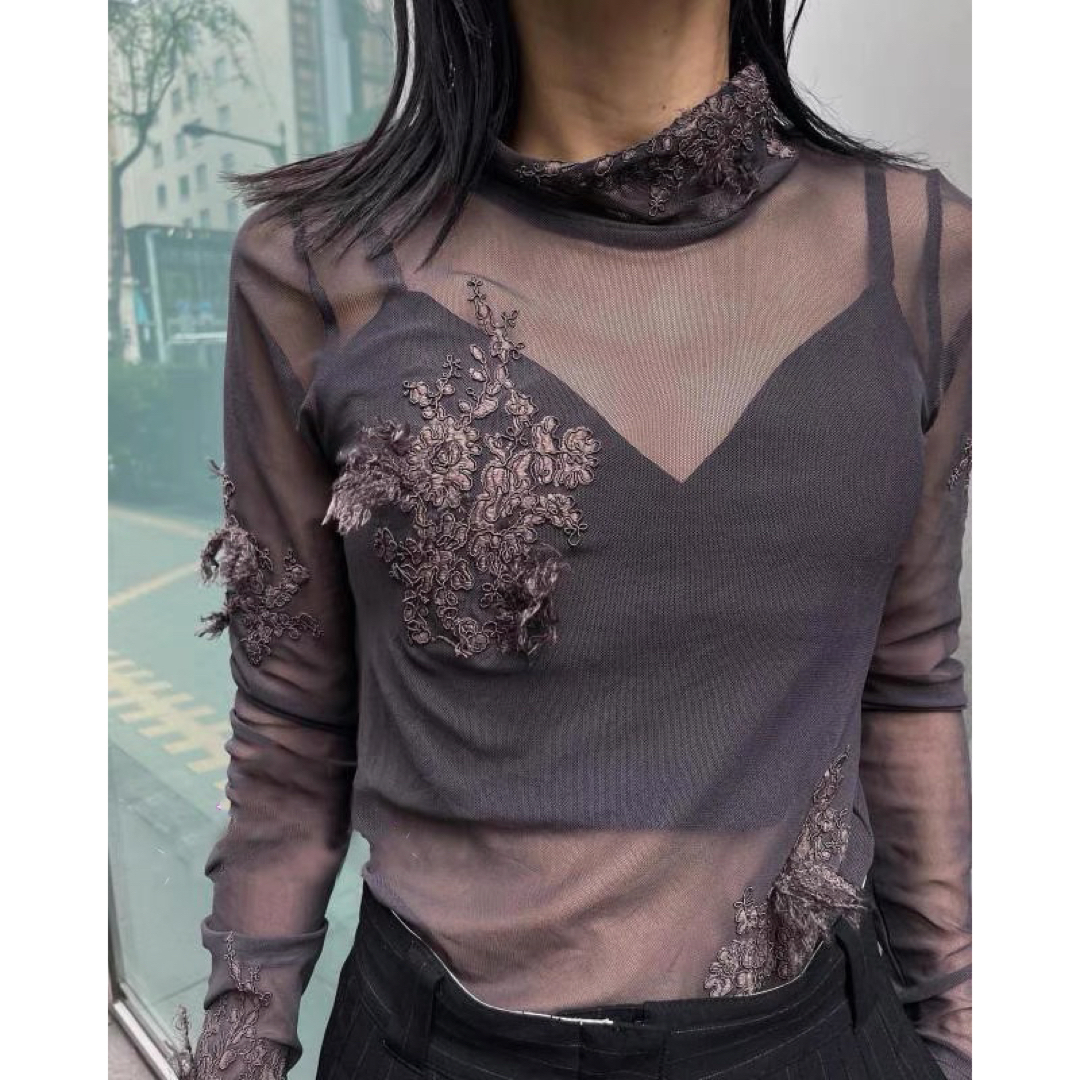 UND FUR EMBROIDERY SKIN TOP 新品