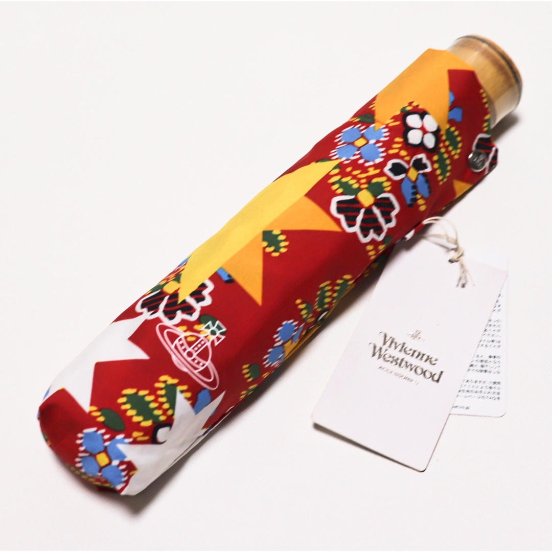 《ヴィヴィアンウエストウッド》新品 花・スター柄 折りたたみ傘 木製ハンドル