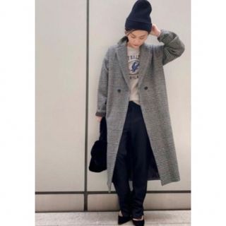 AP STUDIO - AP STUDIO shaggy glencheck coat チェックコートの通販