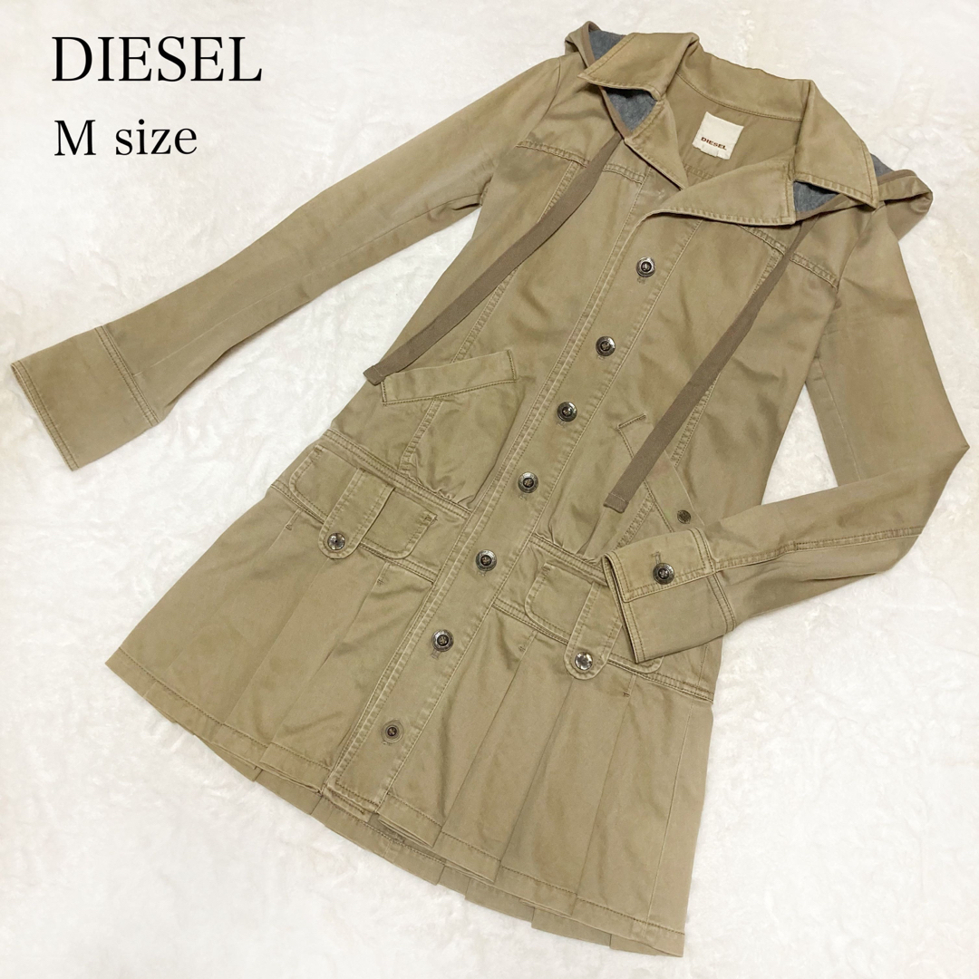 DIESEL(ディーゼル)の【匿名配送】DIESEL トレンチコート　ワンピース　プリーツ レディースのジャケット/アウター(トレンチコート)の商品写真