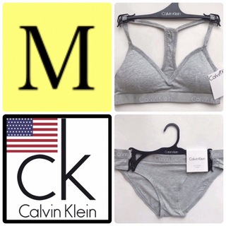 カルバンクライン(Calvin Klein)のレア 新品 下着 USA カルバンクライン ブラ ビキニ ショーツ M グレー(ブラ&ショーツセット)