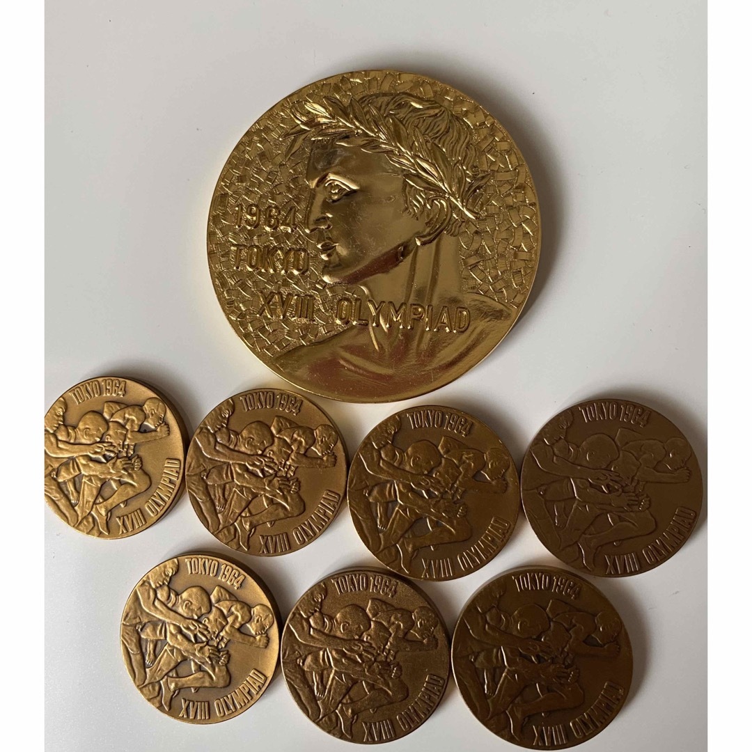 1964年 東京オリンピック 記念メダル 金 表彰盾 記念メダル銅の 1964年 東京オリンピック 記念メダル 金 表彰盾 記念メダル銅の