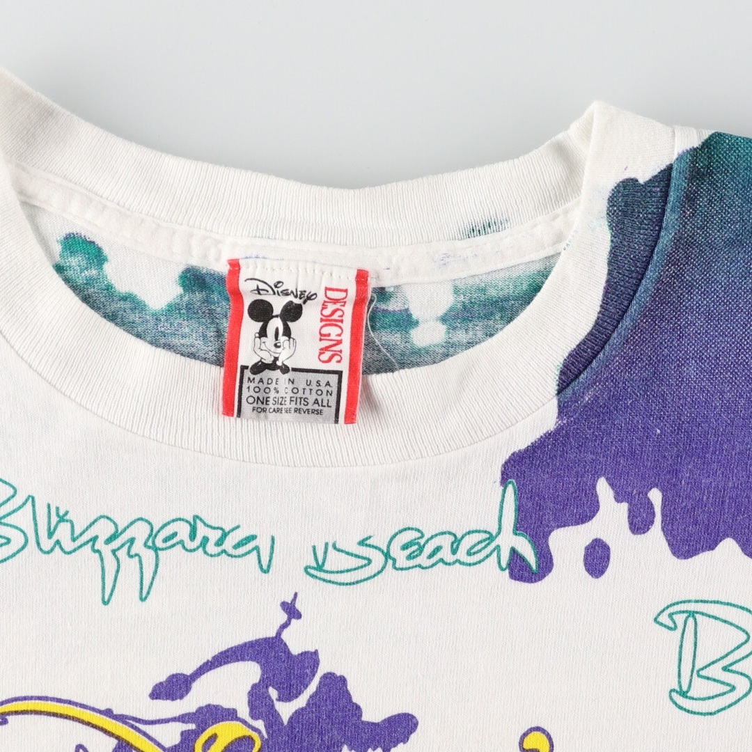 90年代 DISNEY DESIGNS BLIZZARD BEACH ブリザードビーチ 総柄 キャラクタープリントTシャツ USA製 メンズXL ヴィンテージ /eaa374585