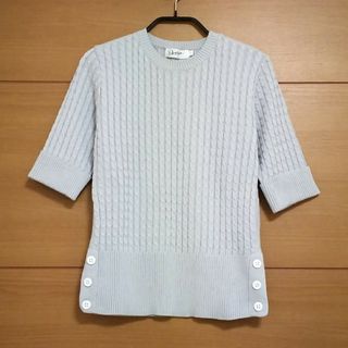 デッサン(Dessin)の【新品】Dessin ５分袖 ケーブルニット (ライトグレー S)(ニット/セーター)