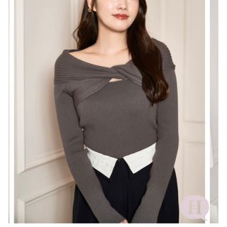 Her lip to Cutout Ribbed Knit top ブラック　黒