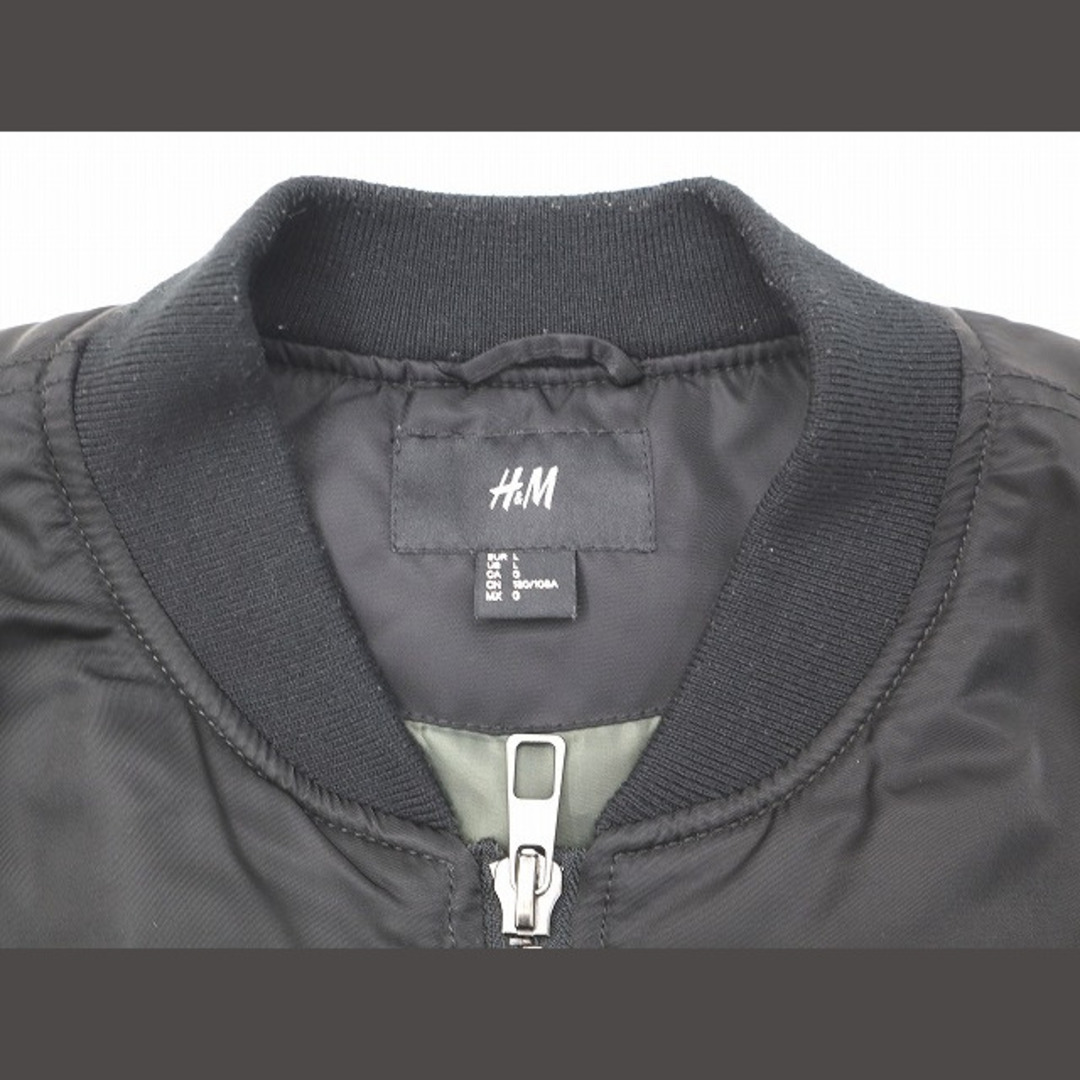 H&M(エイチアンドエム)のH&M エイチ&エム  MA-1 パッチワーク ジャケット L ブラック  メンズのジャケット/アウター(フライトジャケット)の商品写真