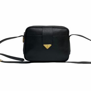 極 美品 希少品 YVES SAINT LAURENT イヴサンローラン YSL ロゴ 金具 レザー 本革 ミニ ショルダーバッグ ポシェット ブラック 27772